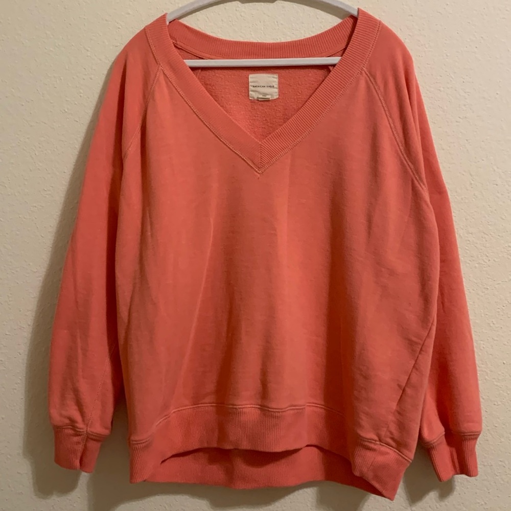 American Eagle Outfitters size medium pink oversized v-neck sweater